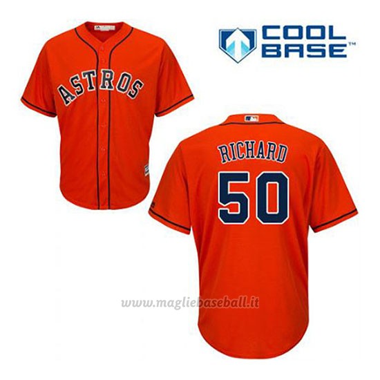 Maglia Baseball Uomo Houston Astros J.r. Richard 50 Arancione Alterner Cool Base